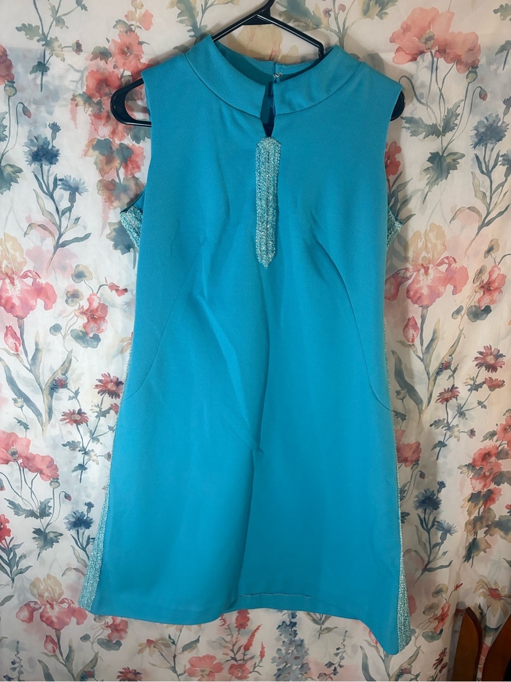 Vintage Bright Turquoise Sleeveless Shift Dress